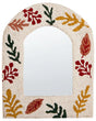 Wall Mirror Off-White Cotton 51 x 41 cm with Hooks Decorative Arched Abstract Decoration Home Accessories Beliani