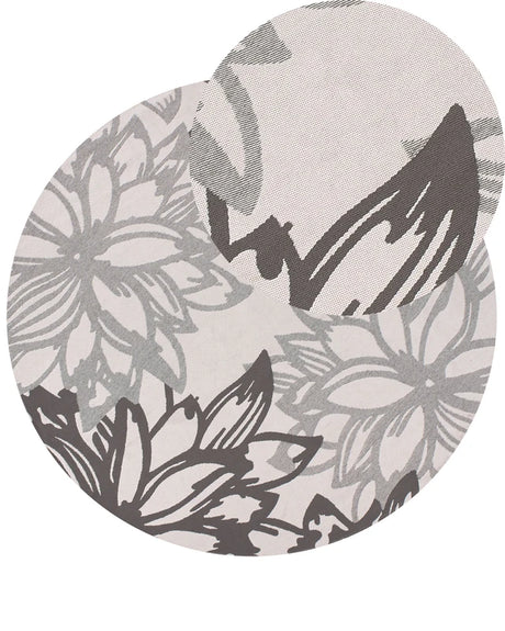 Area Rug Grey Synthetic Material 120 cm Indoor Outdoor Round Floral Pattern Modern Balcony Patio Beliani