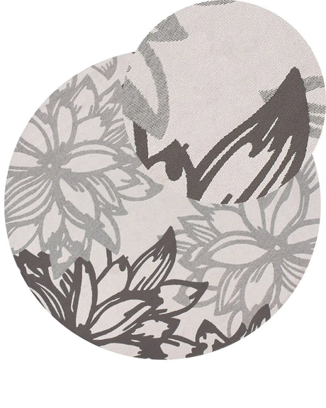 Area Rug Grey Synthetic Material 120 cm Indoor Outdoor Round Floral Pattern Modern Balcony Patio Beliani