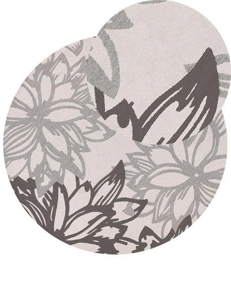 Area Rug Grey Synthetic Material 160 cm Indoor Outdoor Round Floral Pattern Modern Balcony Patio Beliani