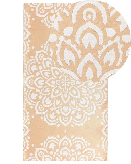 Area Rug Beige Synthetic Material 80 x 150 cm Indoor Outdoor Rectangular Oriental Pattern Modern Balcony Patio Beliani