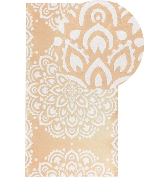Area Rug Beige Synthetic Material 80 x 150 cm Indoor Outdoor Rectangular Oriental Pattern Modern Balcony Patio Beliani
