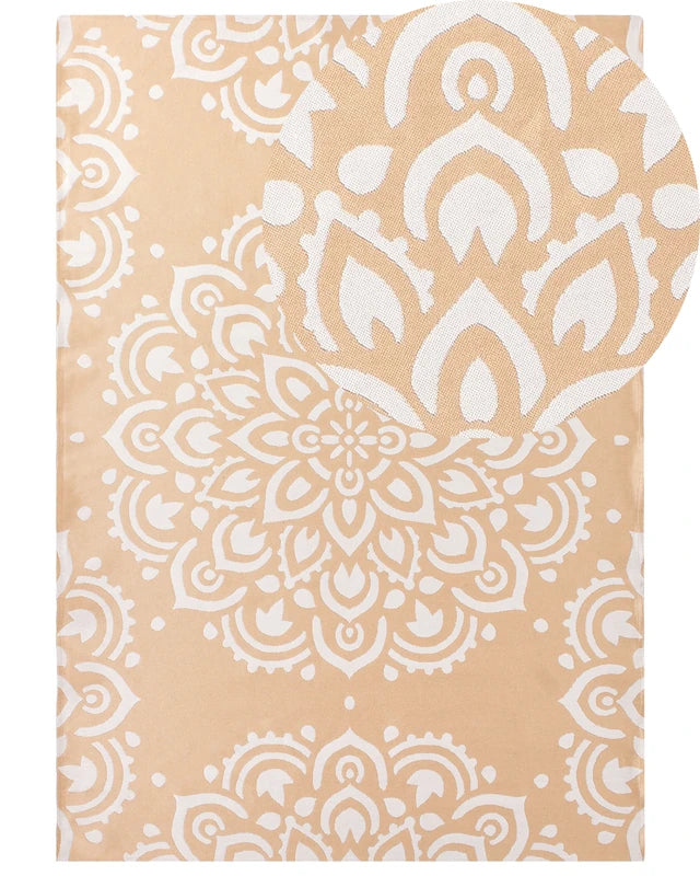 Area Rug Beige Synthetic Material 160 x 230 cm Indoor Outdoor Rectangular Oriental Pattern Modern Balcony Patio Beliani