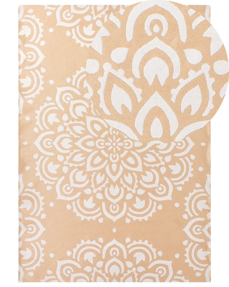 Area Rug Beige Synthetic Material 160 x 230 cm Indoor Outdoor Rectangular Oriental Pattern Modern Balcony Patio Beliani