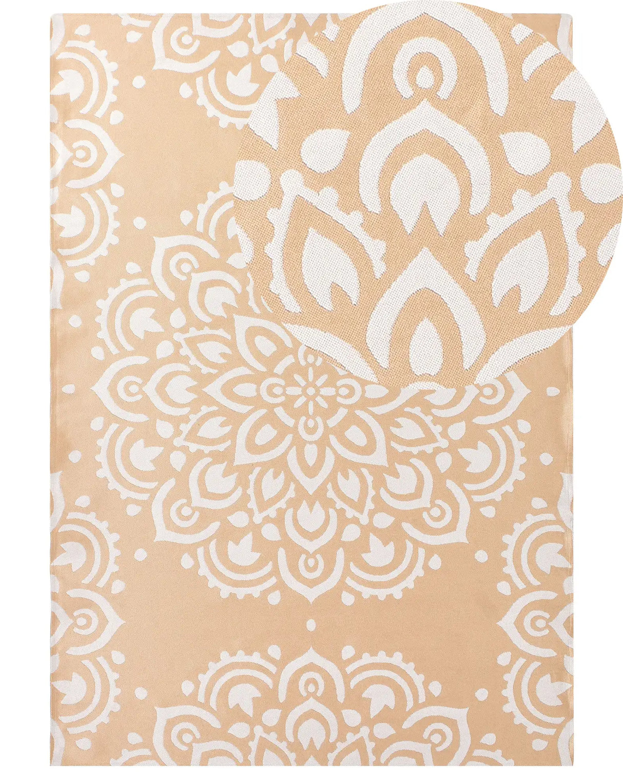 Area Rug Beige Synthetic Material 160 x 230 cm Indoor Outdoor Rectangular Oriental Pattern Modern Balcony Patio Beliani