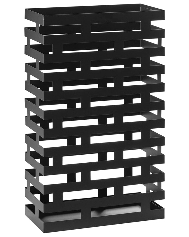 Umbrella Stand Black Iron Powder Coated Tall Hallway Organizer for Wet Umbrellas Beliani