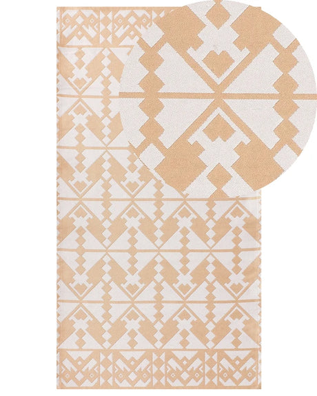 Area Rug Beige Synthetic Material 80 x 150 cm Indoor Outdoor Rectangular Geometric Pattern Modern Balcony Patio Beliani