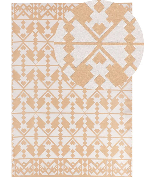 Area Rug Beige Synthetic Material 160 x 230 cm Indoor Outdoor Rectangular Geometric Pattern Modern Balcony Patio Beliani