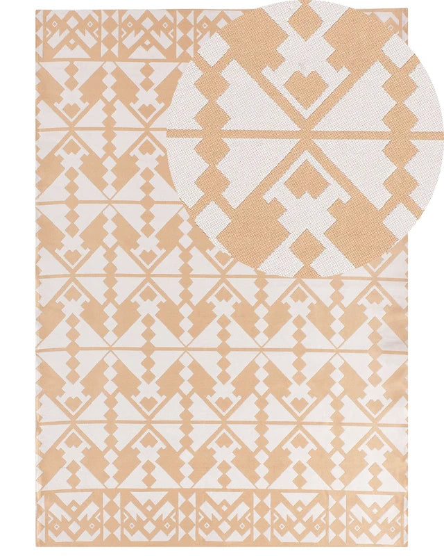 Area Rug Beige Synthetic Material 160 x 230 cm Indoor Outdoor Rectangular Geometric Pattern Modern Balcony Patio Beliani