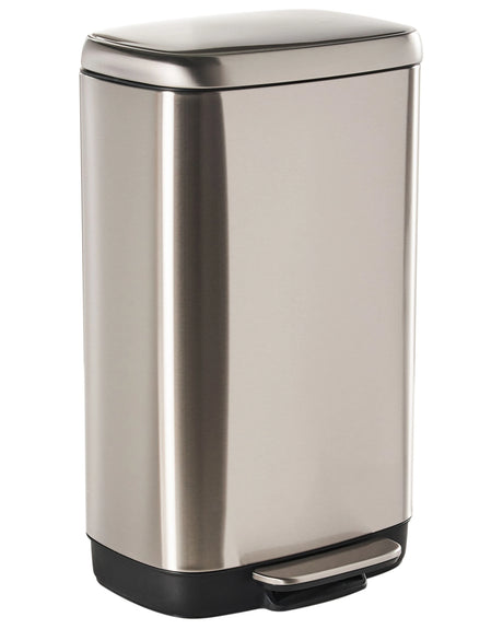 Waste Bin with Pedal and Lid Iron Synthetic Material Silver Modern Kitchen Beliani