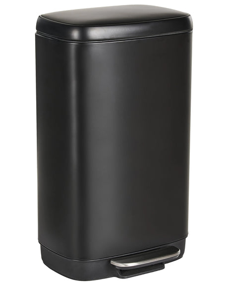 Waste Bin with Pedal and Lid Iron Synthetic Material Black Modern Kitchen Beliani