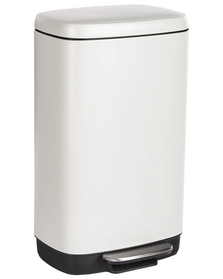 Waste Bin with Pedal and Lid Iron Synthetic Material White Modern Kitchen Beliani