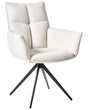 Dining Chair Off-White Polyester Upholstery Iron Black Legs Armrests Swivel Modern Style Dining Room Furniture Beliani