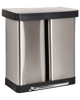 Dual Waste Bin with Pedal and Lid Iron Synthetic Material Silver Modern Kitchen Recyclable Beliani
