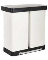 Dual Waste Bin with Pedal and Lid Iron Synthetic Material White  Modern Kitchen Recyclable Beliani