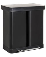 Dual Waste Bin with Pedal and Lid Iron Synthetic Material Black Modern Kitchen Recyclable Beliani