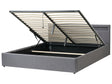 Ottoman Bed Dark Grey Fabric Upholstery LED Multicolour Illuminated Headboard Slatted Base 6ft EU Super King Size Beliani