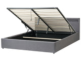 Ottoman Bed Dark Grey Fabric Upholstery LED Multicolour Illuminated Headboard Slatted Base 6ft EU Super King Size Beliani