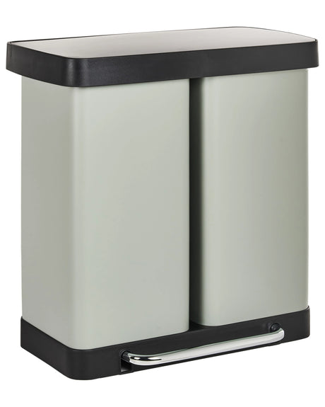 Dual Waste Bin with Pedal and Lid Iron Synthetic Material Light Green Modern Kitchen Recyclable Beliani