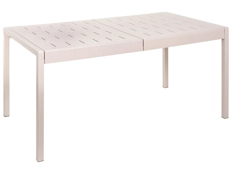 Garden Dining Table Beige Synthetic Frame 4-6 Seater Weather Resistant Outdoor Patio Beliani