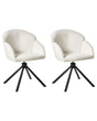 Set of 2 Swivel Dining Chairs Off White Fabric Upholstery Metal Rotating Base Beliani