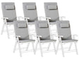 Set of 6 Garden Chair Cushions Light Grey Polyester Seat Backrest Pad Modern Design Outdoor Pad Beliani