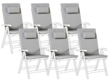 Set of 6 Garden Chair Cushions Light Grey Polyester Seat Backrest Pad Modern Design Outdoor Pad Beliani