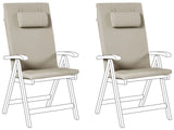 Set of 2 Garden Chair Cushions Taupe  Polyester Seat Backrest Pad Modern Design Outdoor Pad Beliani
