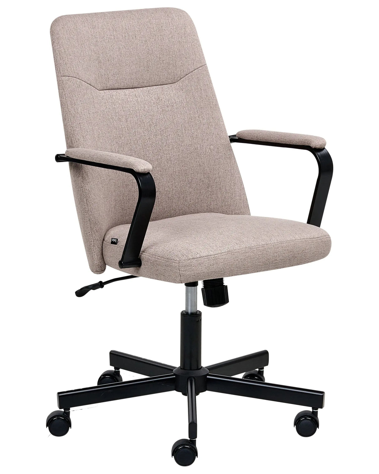 Office Chair Light Brown Fabric Swivel Adjustable Height with Armrests Home Office Study Traditional Modern Beliani