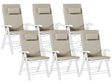 Set of 6 Garden Chair Cushions Taupe  Polyester Seat Backrest Pad Modern Design Outdoor Pad Beliani