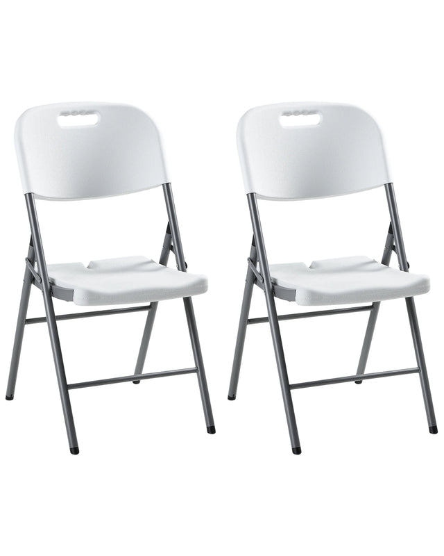 Set of 2 Dining Garden Synthetic Material Chairs White Outdoor without Armrests Modern Style Beliani