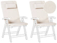 Set of 2 Garden Chair Cushions Light Beige Polyester Seat Backrest Pad Modern Design Outdoor Pad Beliani