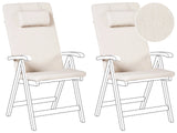 Set of 2 Garden Chair Cushions Light Beige Polyester Seat Backrest Pad Modern Design Outdoor Pad Beliani