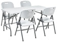 4 Seater Garden Dining Set White Synthetic Material 152 x 74 Table and 4 Folding Chairs with Metal Legs Beliani
