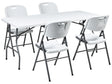 4 Seater Garden Dining Set White Synthetic Material 180 x 74 cm Table and 4 Folding Chairs with Metal Legs Beliani