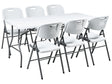 6 Seater Garden Dining Set White Synthetic Material 180 x 74 cm Table and 4 Folding Chairs with Metal Legs Beliani