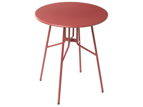 Garden Dining Table Red Iron Metal Round  64 cm Outdoor Modern Design Beliani