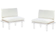 Outdoor Cushion Cover Set Off-White Fabric Sofa Seat Back Side Pillow Cases Beliani