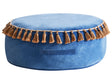Ottoman Blue Velvet Pouffe Footstool Round Glam Beliani