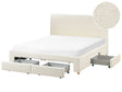 Storage Bed Off White Boucle Upholstery EU King Size 5ft3 Drawers Function Modern Scandinavian Design Beliani