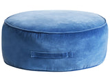Ottoman Blue Velvet Pouffe Footstool Round Glam Beliani