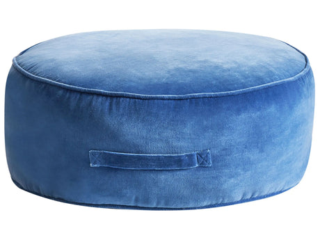 Ottoman Blue Velvet Pouffe Footstool Round Glam Beliani