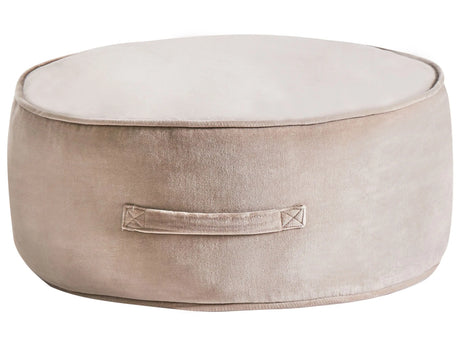 Ottoman Light Brown Velvet Pouffe Footstool Round Glam Beliani