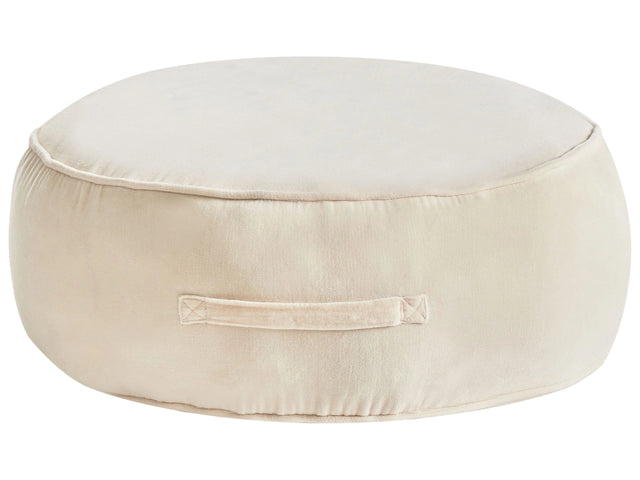 Ottoman Light Beige Velvet Pouffe Footstool Round Glam Beliani