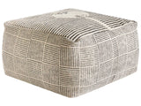 Ottoman Grey Fabric Pouffe Footstool Square Retro Boho Beliani
