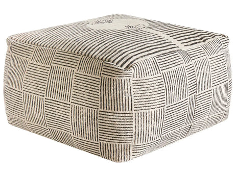 Ottoman Grey Fabric Pouffe Footstool Square Retro Boho Beliani