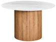Dining Table White Marble MDF Top Modern Industrial Style Beliani