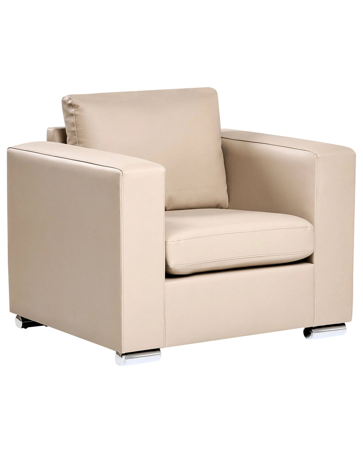 Armchair Club Chair Beige Split Leather Upholstery Chromed Legs Retro Design Beliani