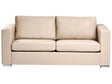 3 Seater Sofa Beige Split Leather Upholstery Chromed Legs Retro Design Beliani