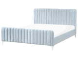 Bed Frame Light Blue Velvet EU Super King Size 6ft Tufted Headboard Metal Legs Modern Design Beliani